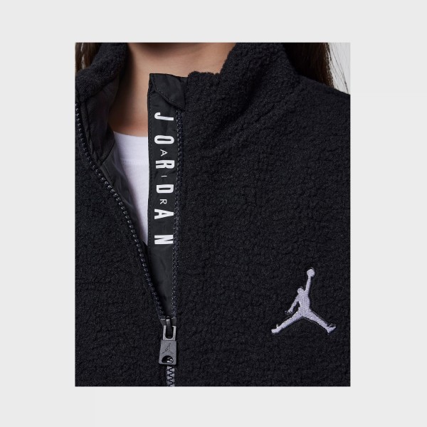 Jordan Jumpman Sherpa Big Back Long Neck Εφηβικη Ζακετα Μπουφαν Μαυρη