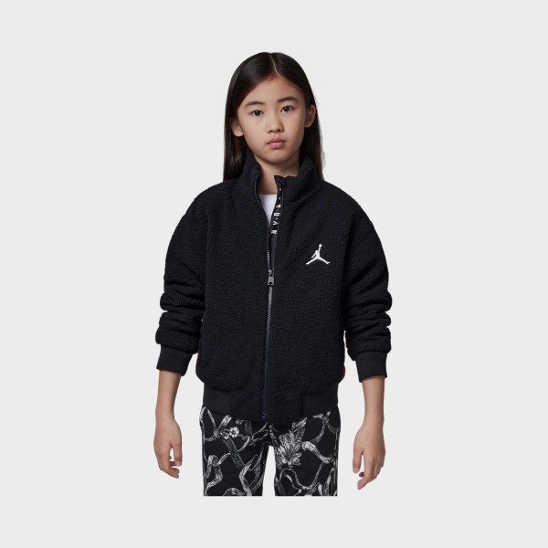 Jordan Jumpman Sherpa Big Back Long Neck Εφηβικη Ζακετα Μπουφαν Μαυρη