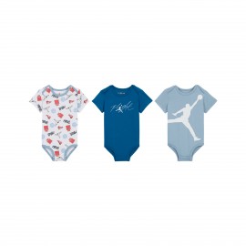 Jordan Jumpman Flight Patch AOP 3 Pieces Βρεφικα Κορμακια Μπλε - Λευκο