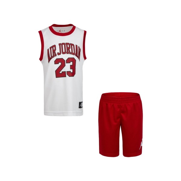 Jordan Muscle Wrap Mesh Shorts Παιδικο Σετ Κοκκινο - Λευκο