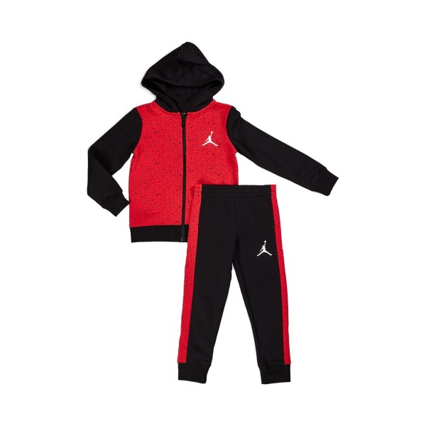 Jordan Air Speckle Παιδικο Σετ Κοκκινο - Μαυρο