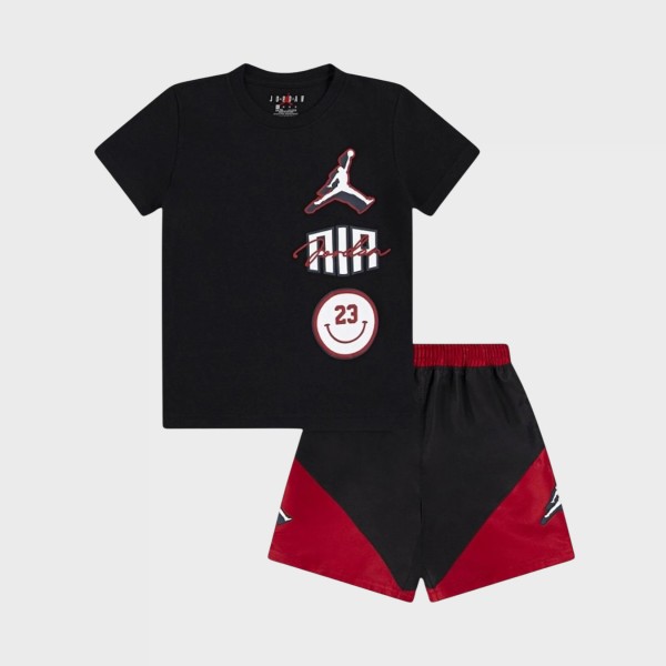 Jordan Jumpman Stacked Play Logo Βρεφικο Σετ Ρουχων Μαυρο - Κοκκινο