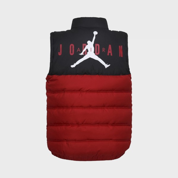 Jordan Blocked Down Chest Logo Εφηβικο Γιλεκο Μαυρο - Κοκκινο