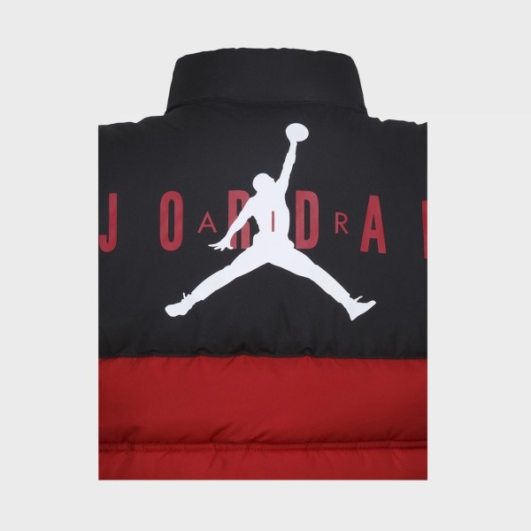 Jordan Blocked Down Chest Logo Εφηβικο Γιλεκο Μαυρο - Κοκκινο