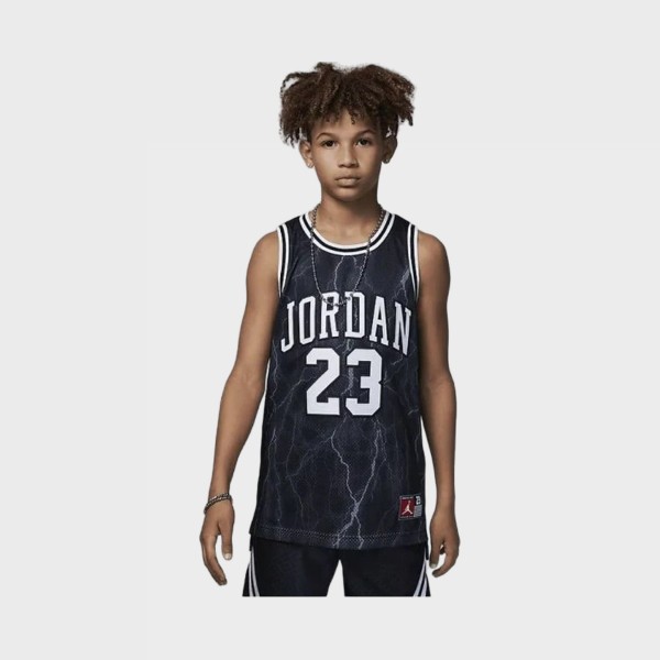 Jordan 23 All Over Print Jersey Εφηβικη Αμανικη Μπλουζα Μαυρη