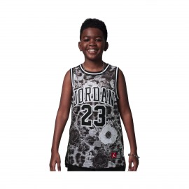 Jordan 23 All Over Print Jersey Floral Εφηβικη Αμανικη Μπλουζα Μαυρο - Γκρι