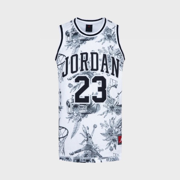 Jordan 23 AOP Striped Jersey Floral Εφηβικη Αμανικη Μπλουζα Λευκο - Μαυρo