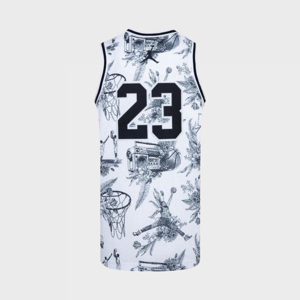 Jordan 23 AOP Striped Jersey Floral Εφηβικη Αμανικη Μπλουζα Λευκο - Μαυρo