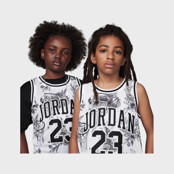 Jordan 23 AOP Striped Jersey Floral Εφηβικη Αμανικη Μπλουζα Λευκο - Μαυρo