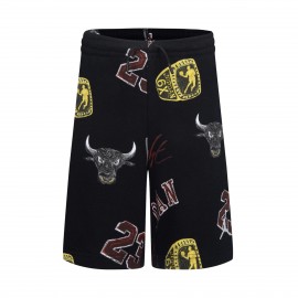 Jordan MJ Essentials All Over Print Fleece Εφηβικη Βερμουδα Μαυρη