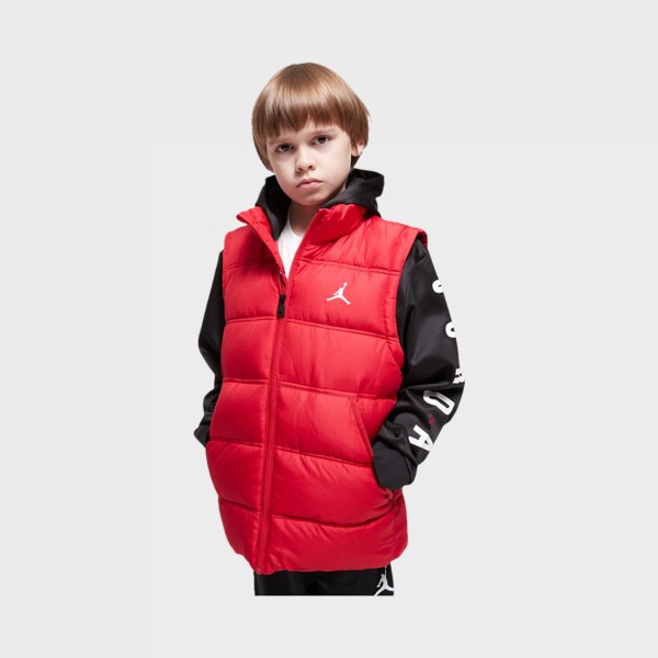 Jordan 2 Fer Puffer Hooded Εφηβικο Μπουφαν Κοκκινο - Μαυρο