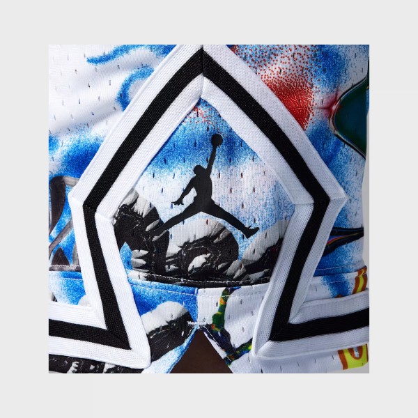 Jordan Michael All Over Print Diamond Εφηβικη Βερμουδα Λευκη - Πολυχρωμη