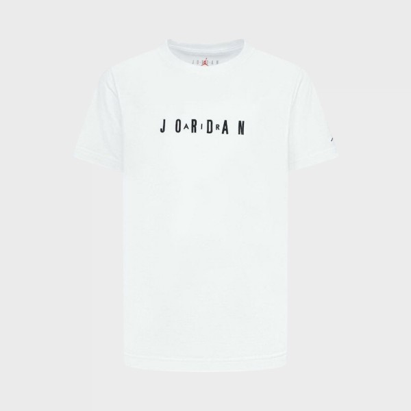 Jordan MJ Wordmark Emrboidered Logo Crew Neck Εφηβικη Μπλουζα Λευκη