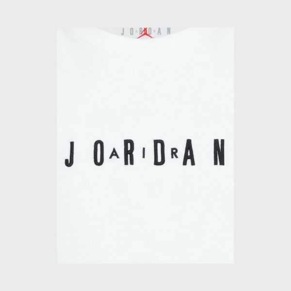 Jordan MJ Wordmark Emrboidered Logo Crew Neck Εφηβικη Μπλουζα Λευκη