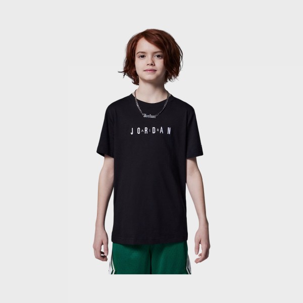 Jordan MJ Wordmark Emrboidered Logo Crew Neck Εφηβικη Μπλουζα Μαυρη