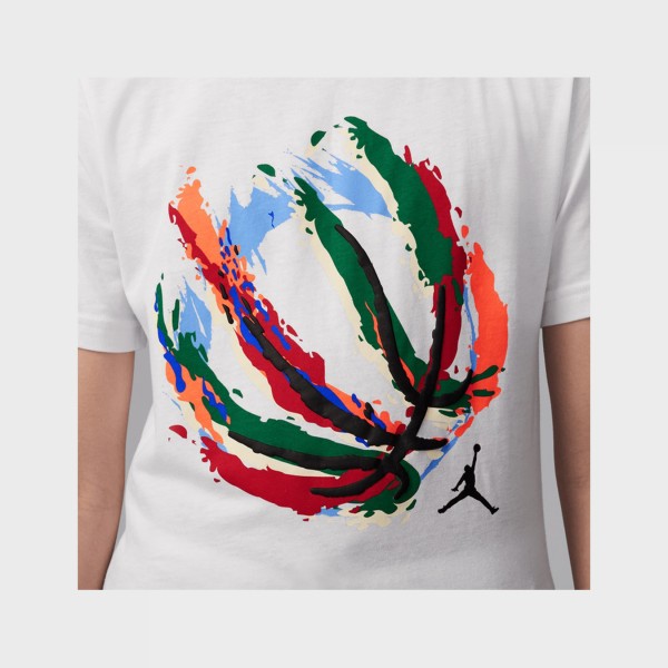 Jordan Basketball Fire Graphics SS Εφηβικη Μπλουζα Λευκη