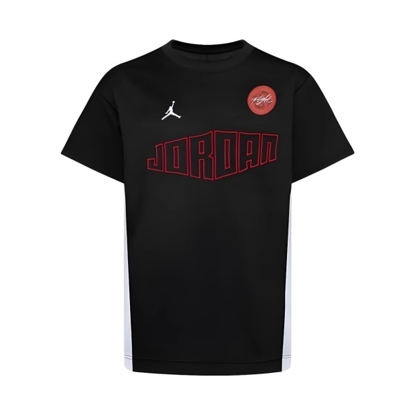 Jordan Flight Rise Logo Dri Fit Red Εφηβικη Μπλουζα Μαυρο - Λευκο