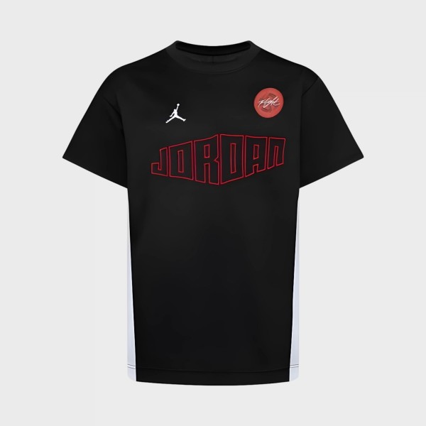 Jordan Flight Rise Logo Dri Fit Red Εφηβικη Μπλουζα Μαυρο - Λευκο