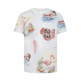 Jordan MJ Flamingo AOP Classic Fit Παιδικη Μπλουζα Λευκη - Πολυχρωμη