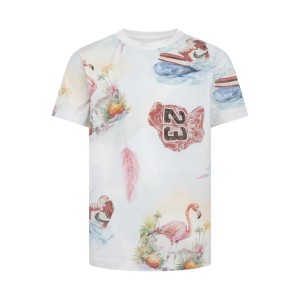 Jordan MJ Flamingo AOP Classic Fit Παιδικη Μπλουζα Λευκη - Πολυχρωμη
