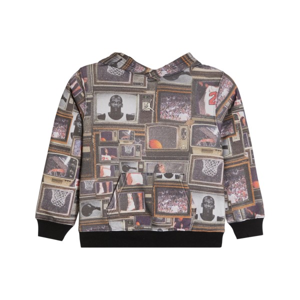 Jordan MJ Brooklyn AOP Fleece Pullover Εφηβικo Φουτερ Μαυρο - Πολυχρωμο
