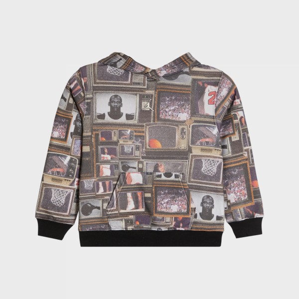 Jordan MJ Brooklyn AOP Fleece Pullover Εφηβικo Φουτερ Μαυρο - Πολυχρωμο