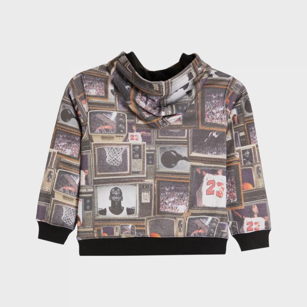 Jordan MJ Brooklyn AOP Fleece Pullover Εφηβικo Φουτερ Μαυρο - Πολυχρωμο