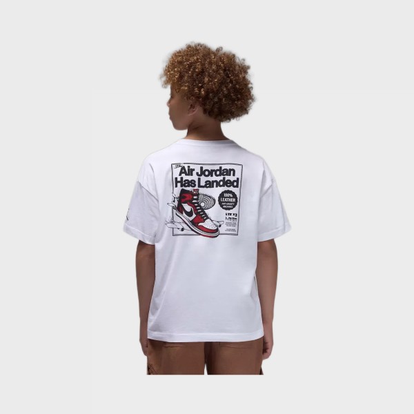 Jordan Air Has Landed Back Logo Εφηβικη Μπλουζα Λευκη