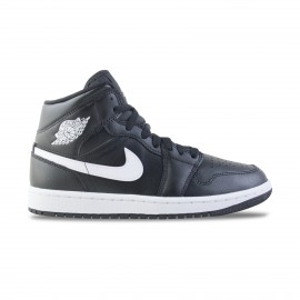 Jordan Air 1 Mid Unisex Παπουτσι Μαυρο - Λευκο