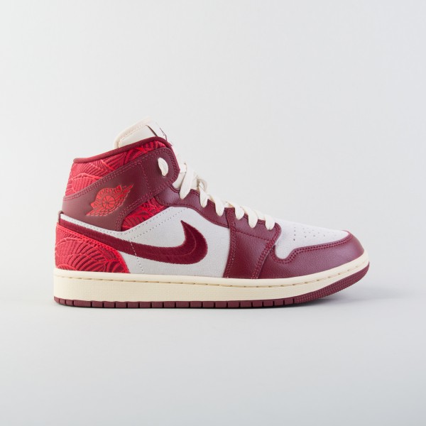 Jordan Air 1 Mid SE Leaf Team Red Unisex Παπουτσι Κοκκινο - Λευκο