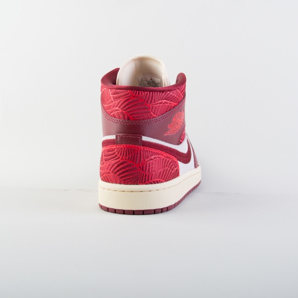 Jordan Air 1 Mid SE Leaf Team Red Unisex Παπουτσι Κοκκινο - Λευκο