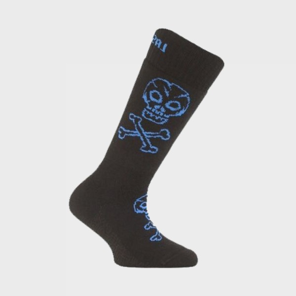 Lasting Merino Skull Print Blue 1 Ζευγος Παιδικες Ισοθερμικες Καλτσες Μαυρο - Μπλε