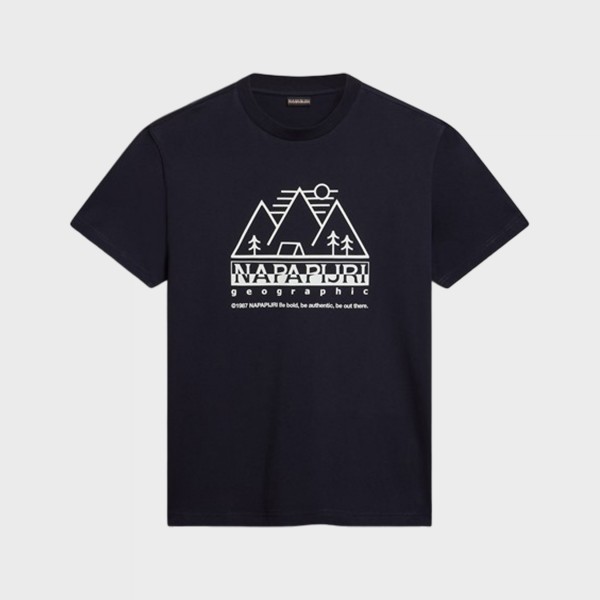 Napapijri Faber Graphic Front Mountain Ανδρικη Μπλουζα Μαυρη