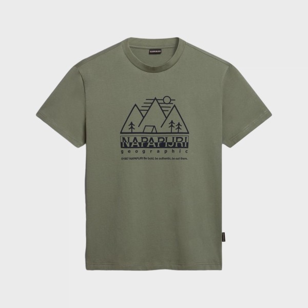 Napapijri Faber Graphic Front Mountain Ανδρικη Μπλουζα Πρασινη