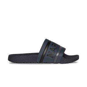 Napapijri Slip On Stream Logo Ανδρικη Παντοφλα Μαυρο - Γκρι
