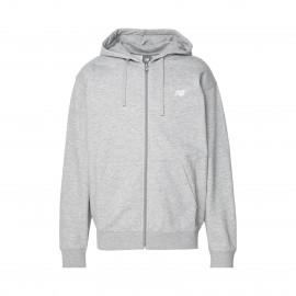 New Balance Stacked Logo Hooded French Terry Ανδρικη Ζακετα Γκρι