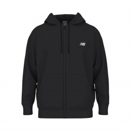 New Balance Stacked Logo Hooded French Terry Ανδρικη Ζακετα Μαυρη