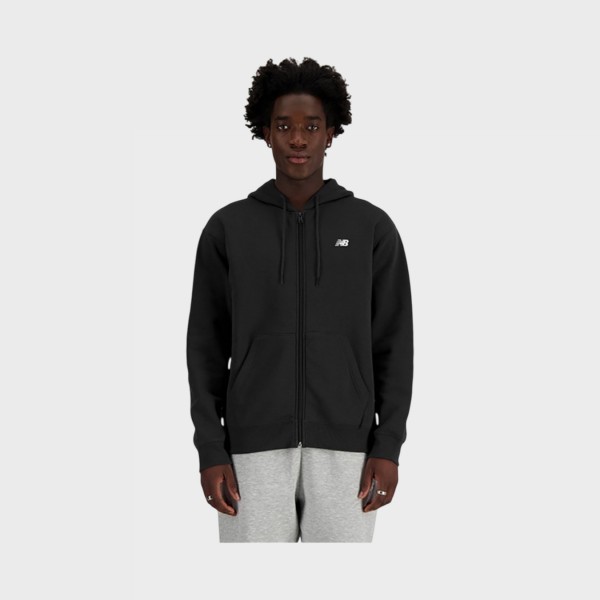 New Balance Stacked Logo Hooded French Terry Ανδρικη Ζακετα Μαυρη