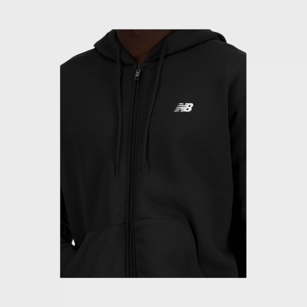 New Balance Stacked Logo Hooded French Terry Ανδρικη Ζακετα Μαυρη