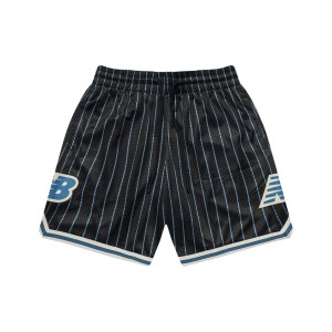 New Balance Lifestyle Hoopd Printed Mesh Unisex Βερμουδα Μαυρο - Μπλε