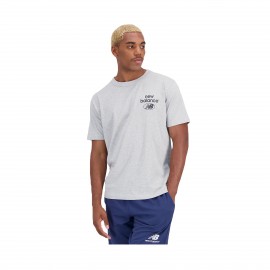 New Balance Essentials Reimagined Jersrey Logo Ανδρικη Μπλουζα Γκρι