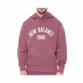 New Balance Essentials Varsity Hooded Ανδρικη Φουτερ Washed Βουργουνδι