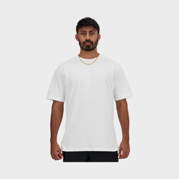 New Balance Athletics Cotton Embroidered NB Ανδρικη Μπλουζα Λευκη