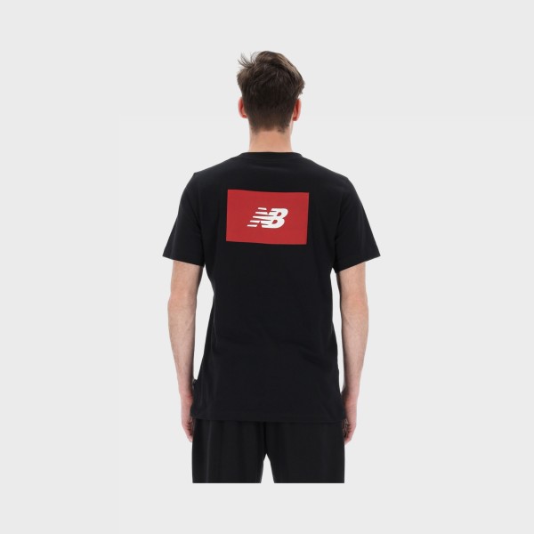 New Balance Sport Essentials Red Back Logo Ανδρικη Μπλουζα Μαυρη