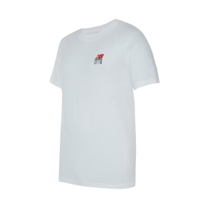 New Balance Bookshelf Graphic Back Ανδρικη Μπλουζα Λευκη