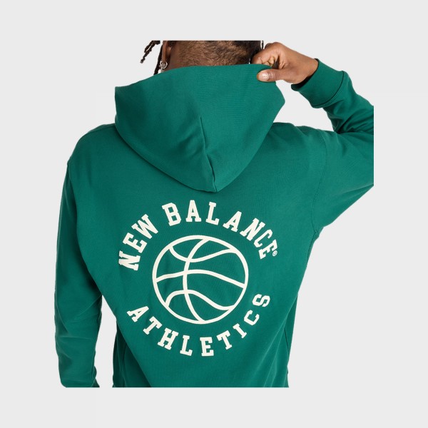 New Balance Athletics Graphics Back Hooded Ανδρικη Φουτερ Πρασινη