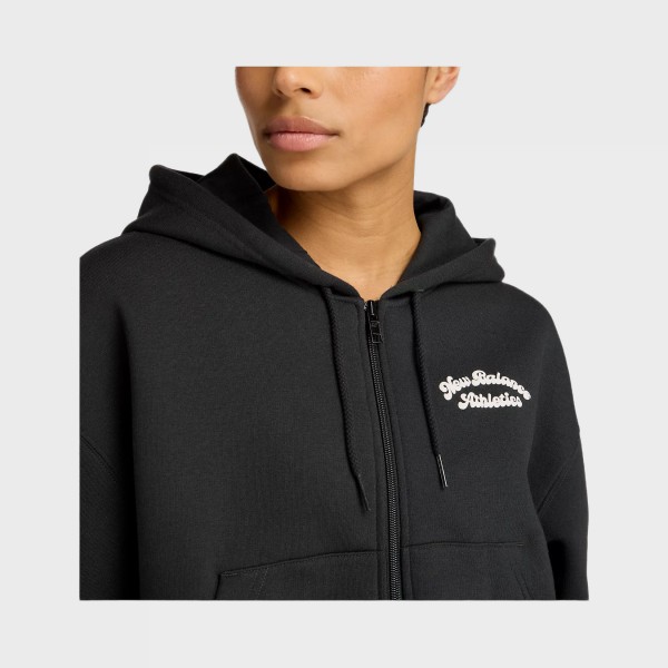 New Balance Linear Heritage FL Hooded Γυναικεια Ζακετα Μαυρη
