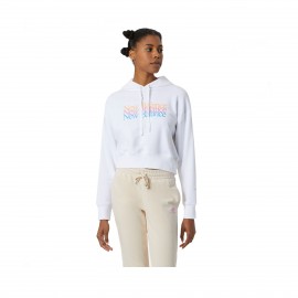 New Balance Essentials Celebrate Fleece Hooded Γυναικείo Φουτερ Λευκο