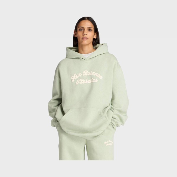 New Balance Linear Heritage Long FL Hooded Γυναικειο Φουτερ Βεραμαν