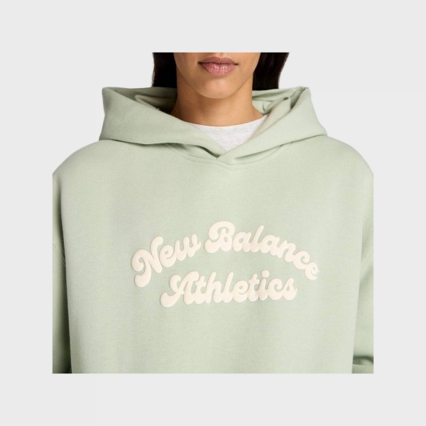 New Balance Linear Heritage Long FL Hooded Γυναικειο Φουτερ Βεραμαν